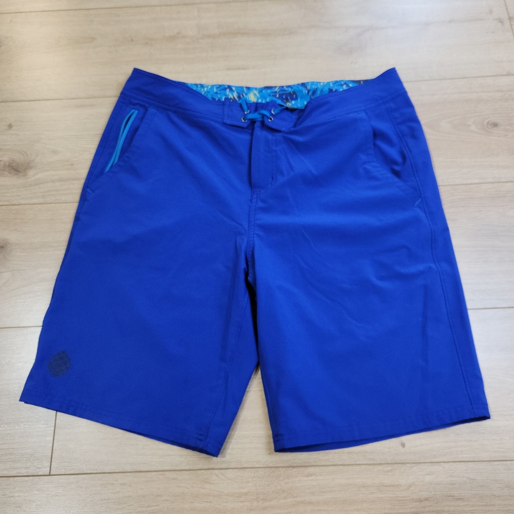 Stio CFS Board Shorts Mens 36 10" Blue Stretch Quick Dry Swim Trunks Drawstring